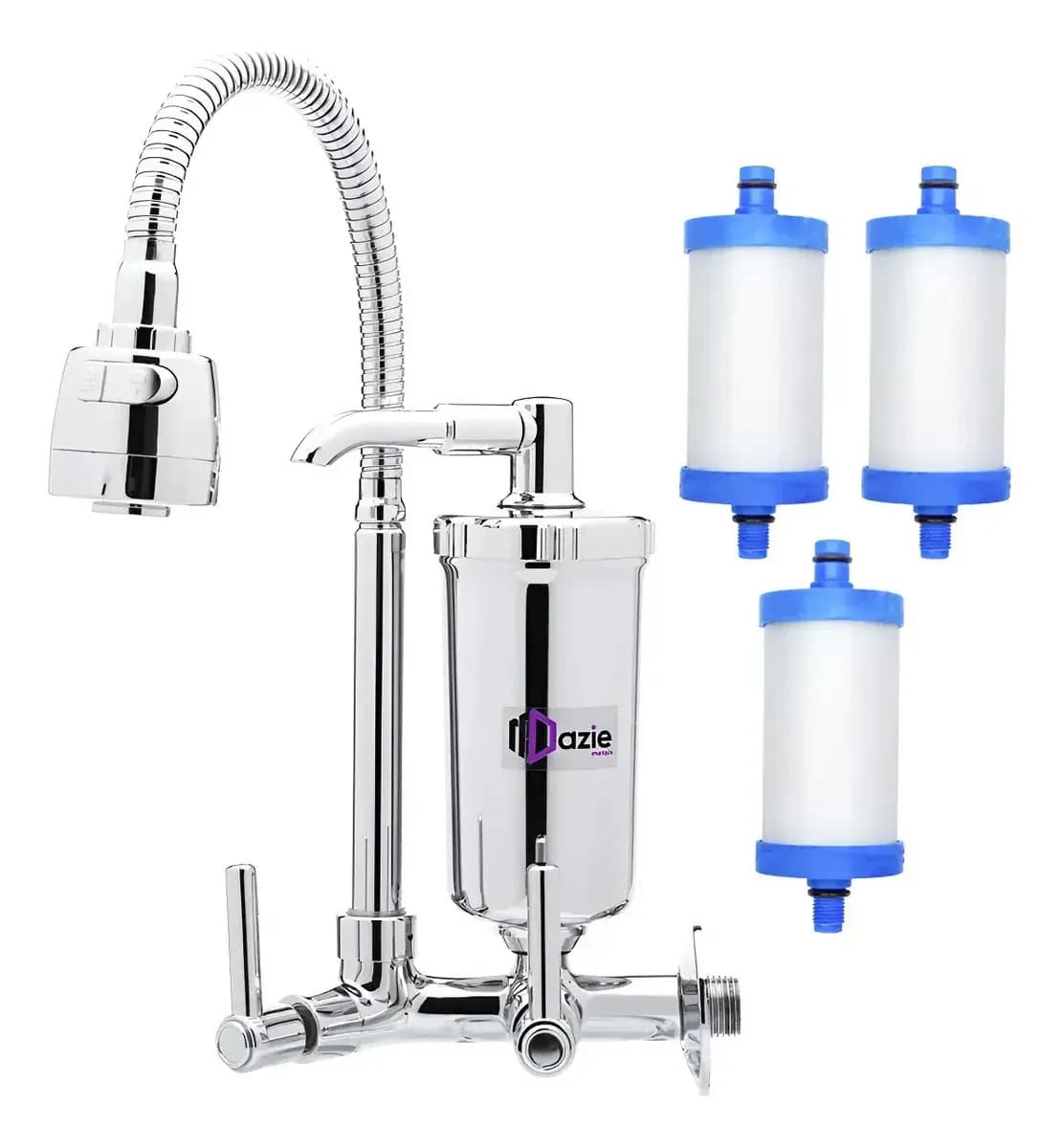 Torneira Dazie Metais Com Filtro Cozinha Para Parede Flexível Móvel Em Abs Cromado Filtro Carbon Block Purificador De Agua Com Refil Instalado