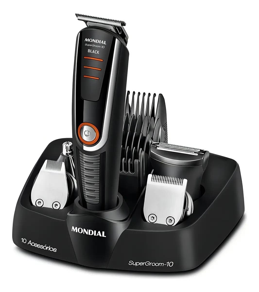 Aparador Mondial Supergroom 10x1 Bg-16 Barba Cabelo Bigode Cor Preto