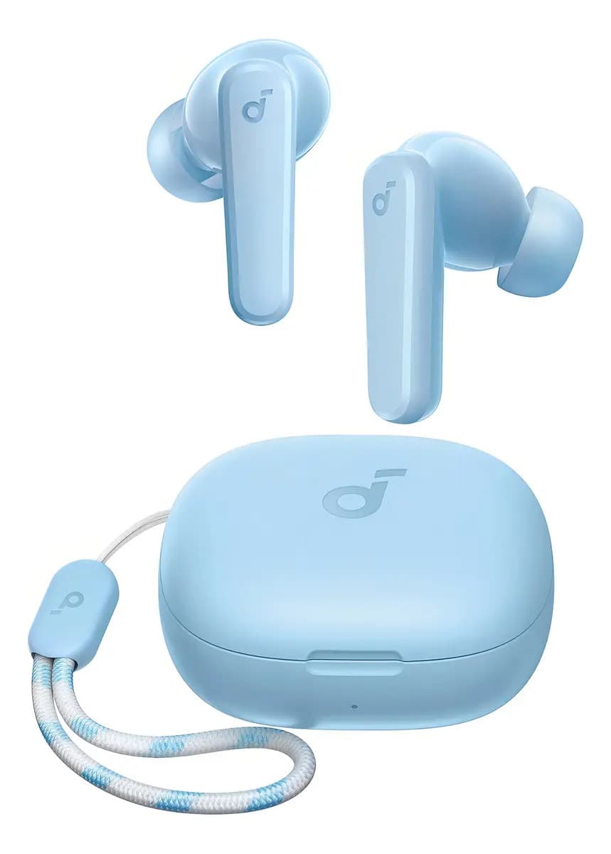 Fone De Ouvido Soundcore by Anker P20i Graves Poderosos e Impactantes Bluetooth 5.3 30H de Reprodução Resistência à Água 2 Mics IA para Chamadas Claras Personalização de Som via App Cor Azul-claro