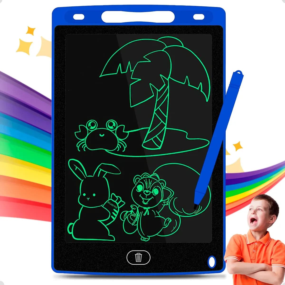 Lousa Mágica Infantil Digital Educativa Interativa Tablet Desenho Escrever Azul Homeroarte