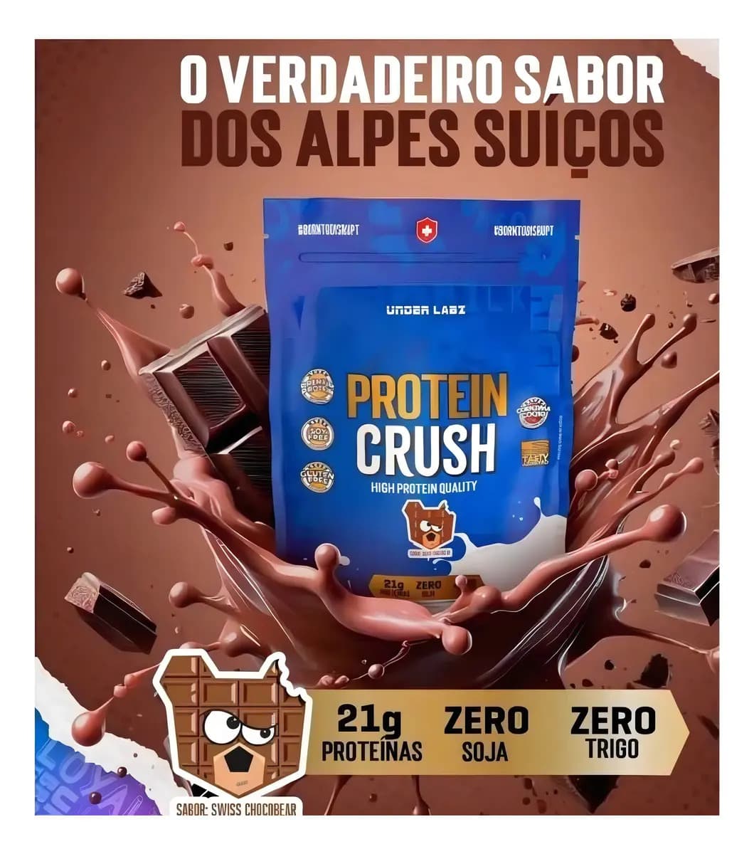 Whey Protein Crush Refil C/900g Under Labz Sabor chocobear