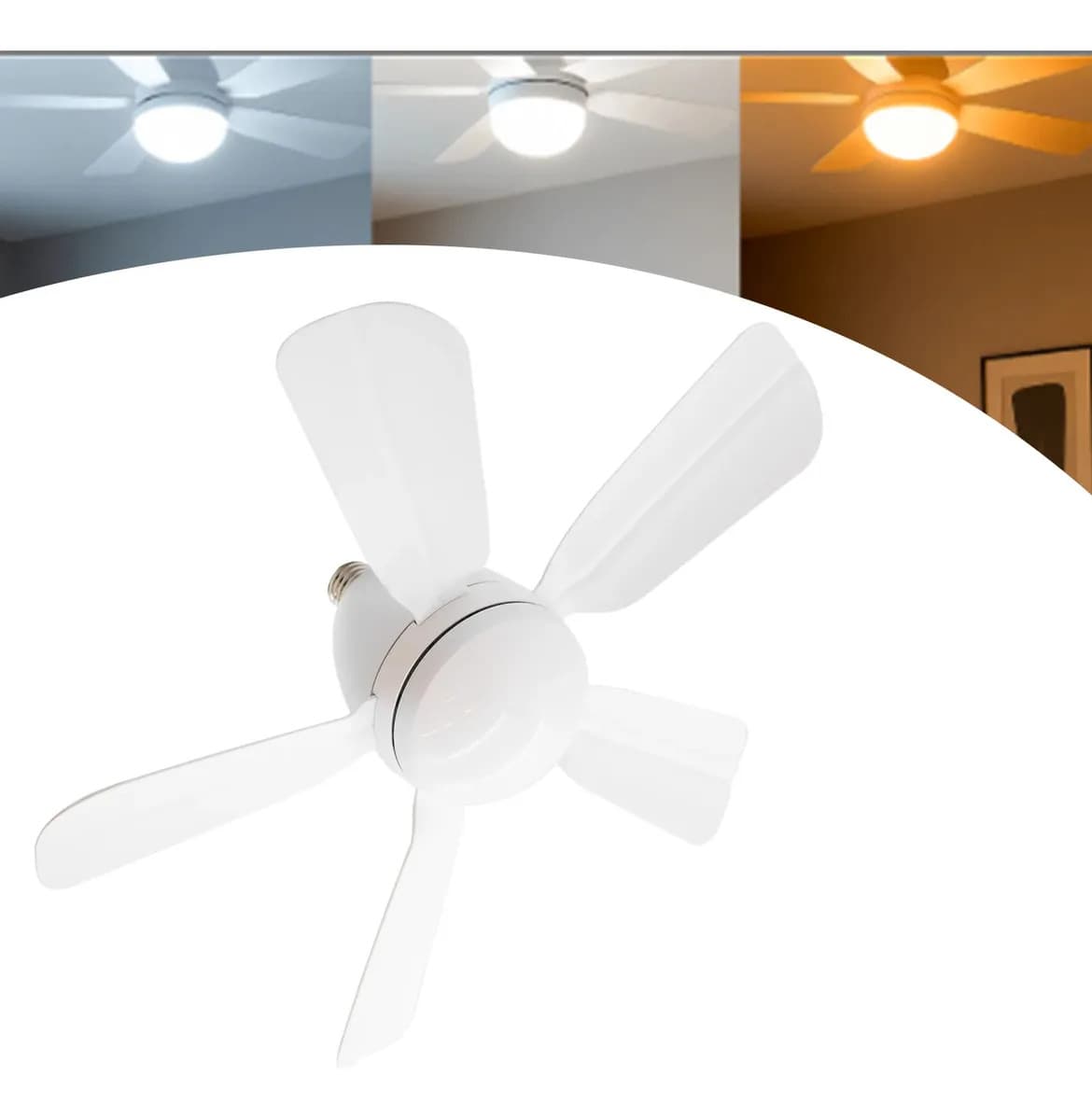 Ventilador De Teto E27 Com Lâmpada Led Bivolt Vt02